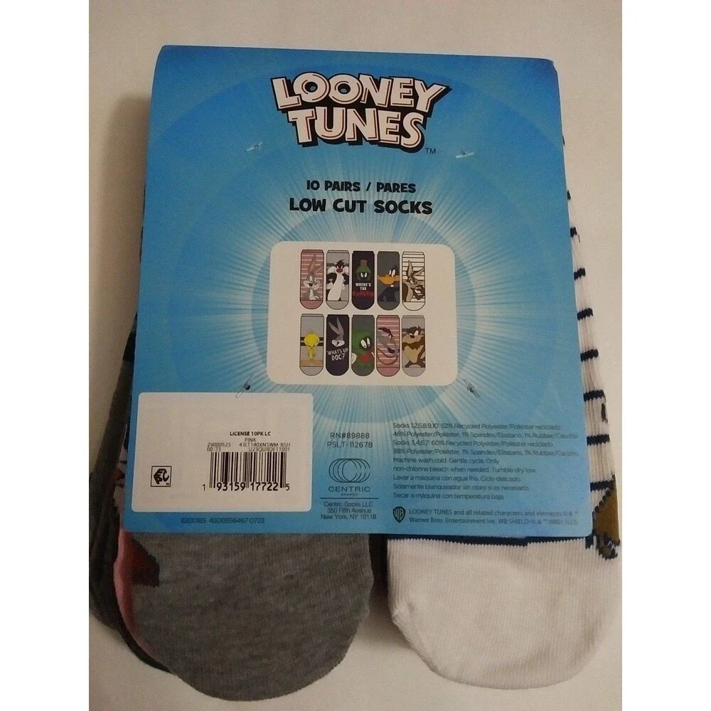 NWT Looney Tunes 10 Pairs Low Cut Socks Size 4-10